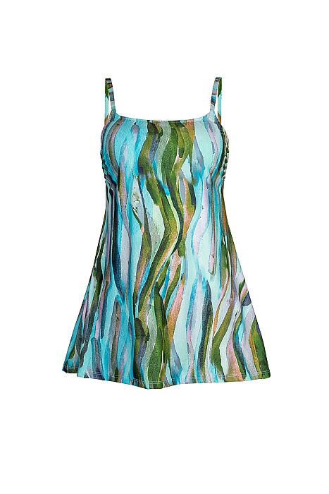 Ayyıldız 6635 Yeşil Turkuaz Desenli Uzun Tankini - 3