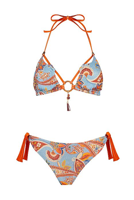 Ayyıldız 6636 Mavi Şal Desenli Üçgen Bikini Takımı - 4
