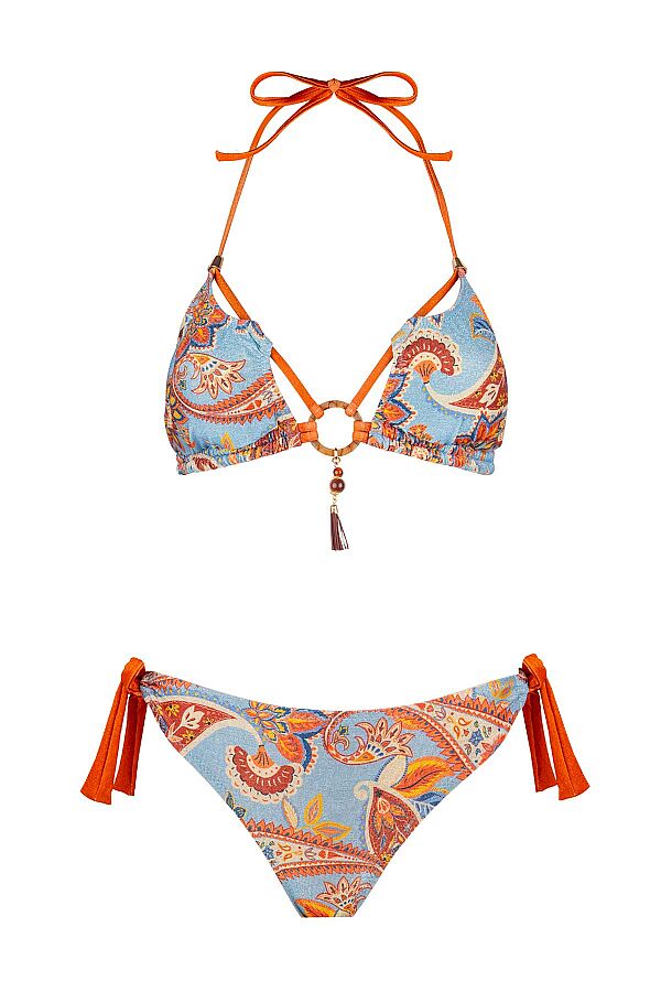 Ayyıldız 6636 Mavi Şal Desenli Üçgen Bikini Takımı - 4