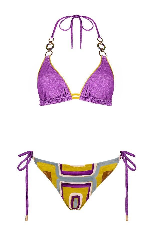 Ayyıldız 6637 Sarı Mor Üçgen Bikini Takımı - 4