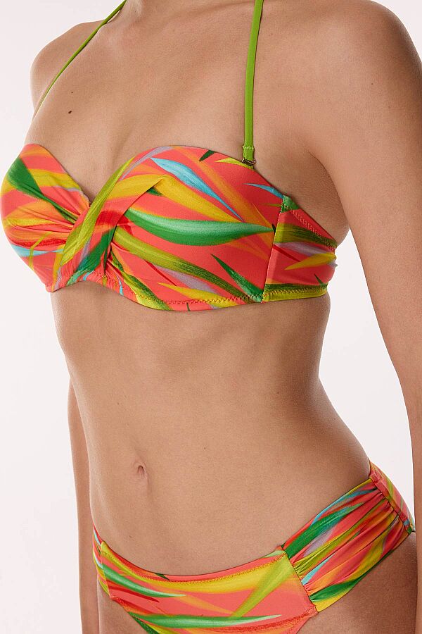 Ayyıldız 6638 Turuncu Yeşil Straplez Bikini Takımı - 2