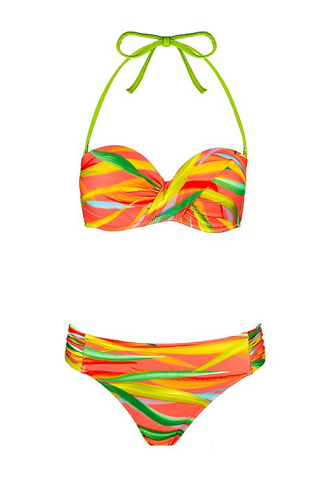 Ayyıldız 6638 Turuncu Yeşil Straplez Bikini Takımı - 4