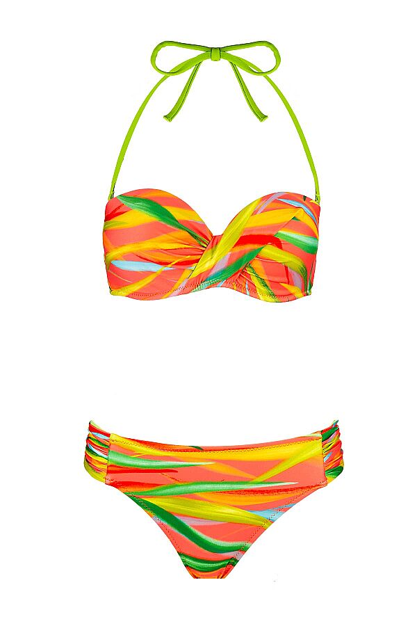 Ayyıldız 6638 Turuncu Yeşil Straplez Bikini Takımı - 4
