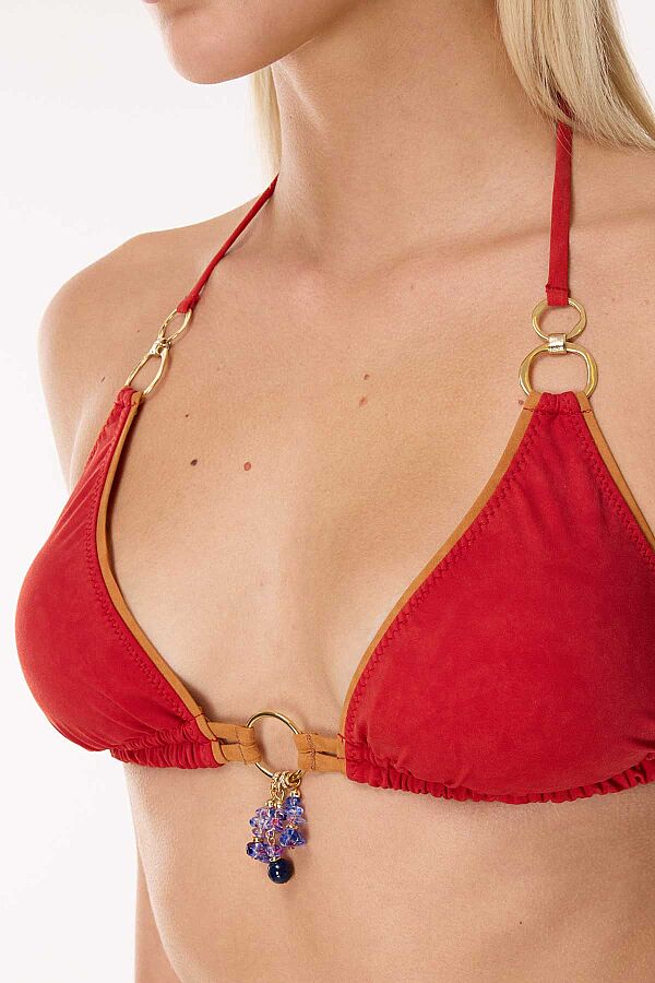 Ayyıldız 6639 Turuncu Şal Desenli Üçgen Bikini Takımı - 2