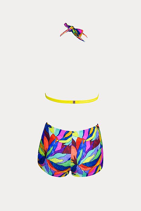 Ayyıldız 6650 Sarı Pembe Boyundan Bağlamalı Şortlu Bikini Takımı - 3