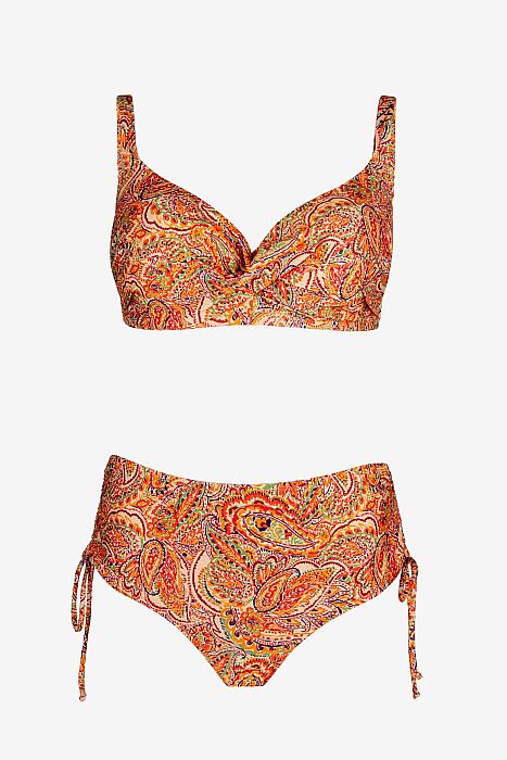 Ayyıldız 6651 Turuncu Şal Desenli Toparlayıcı Bikini Takımı - 2