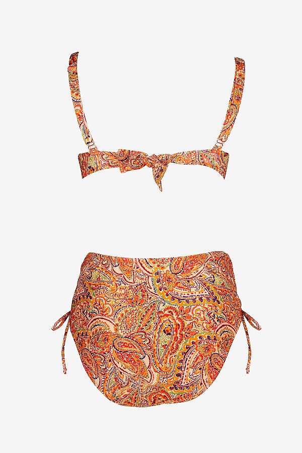 Ayyıldız 6651 Turuncu Şal Desenli Toparlayıcı Bikini Takımı - 3