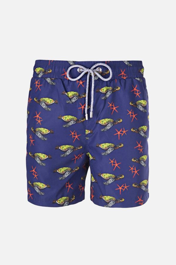 Ayyıldız 845 Erkek Lacivert Yeşil Desenli Deniz Şortu - 1
