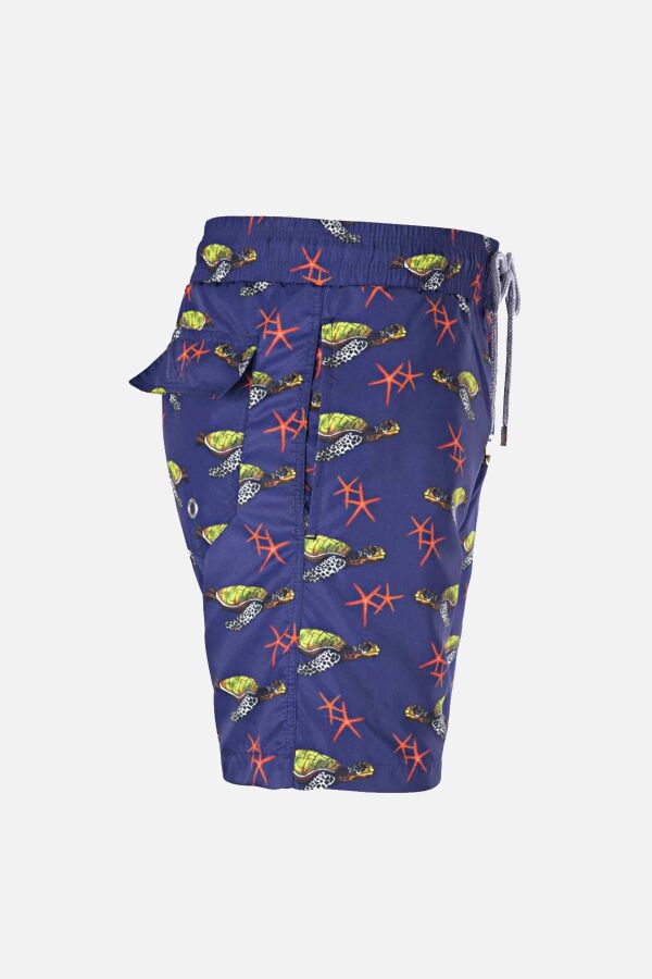 Ayyıldız 845 Erkek Lacivert Yeşil Desenli Deniz Şortu - 2