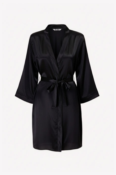 Ayyıldız 815 Siyah Saten Sabahlık - 3