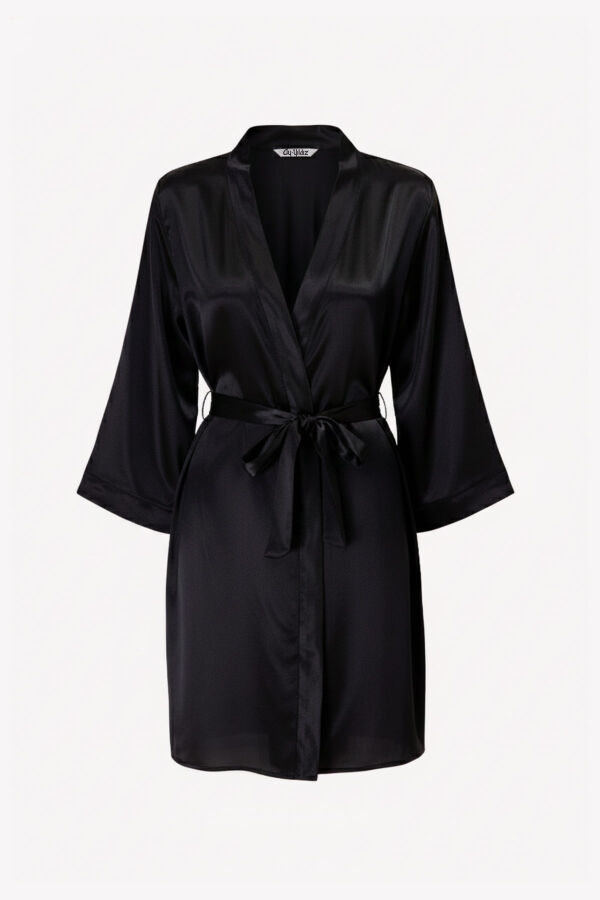 Ayyıldız 815 Siyah Saten Sabahlık - 4