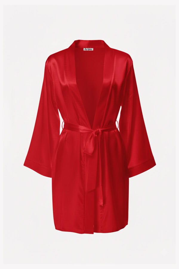 Ayyıldız 815 Kırmızı Saten Sabahlık - 4