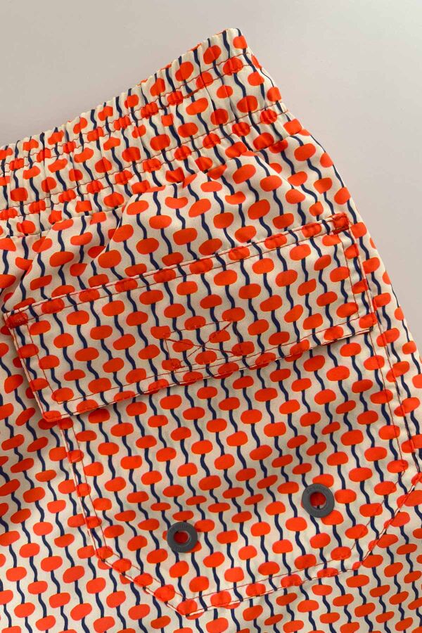 Ayyıldız 845 Erkek Krem Turuncu Desenli Deniz Şortu - 4