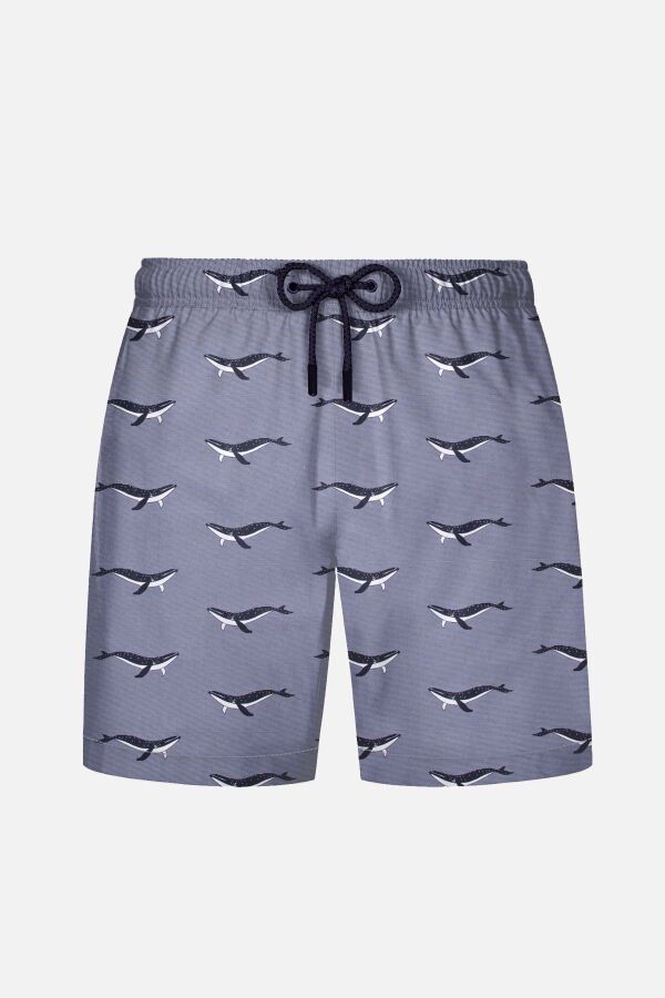 Ayyıldız 845 Erkek Gri Desenli Deniz Şortu - 1