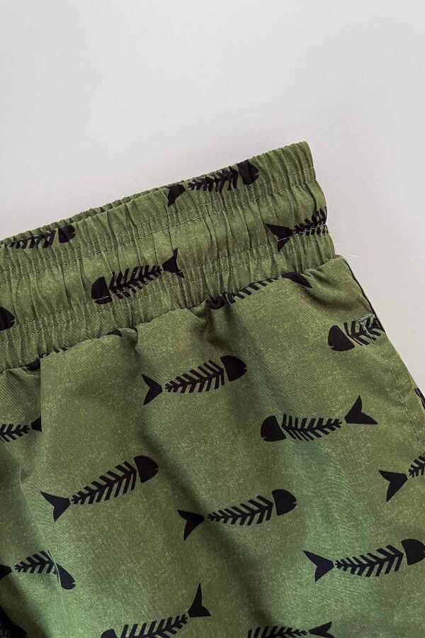 Ayyıldız 845 Erkek Yeşil Balık Desenli Deniz Şortu - 2