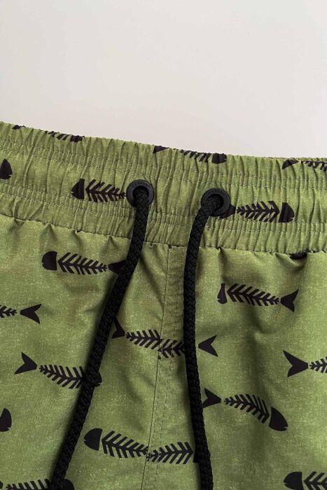 Ayyıldız 845 Erkek Yeşil Balık Desenli Deniz Şortu - 4