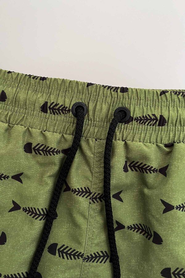 Ayyıldız 845 Erkek Yeşil Balık Desenli Deniz Şortu - 4