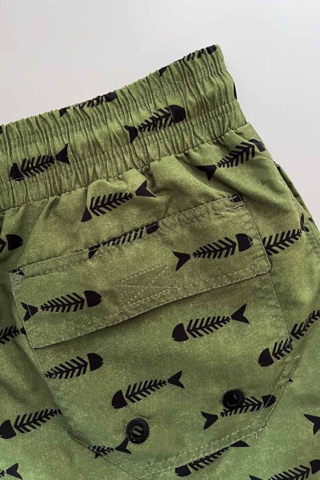 Ayyıldız 845 Erkek Yeşil Balık Desenli Deniz Şortu - 3