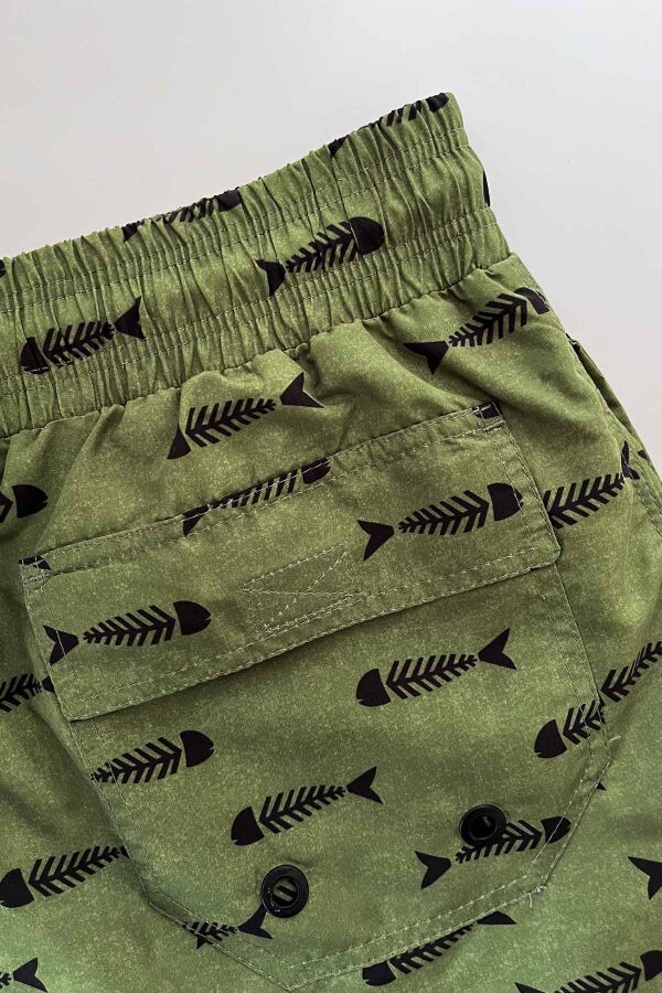 Ayyıldız 845 Erkek Yeşil Balık Desenli Deniz Şortu - 3