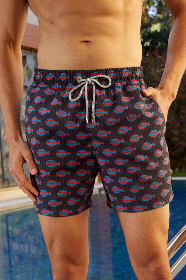 Ayyıldız 845 Erkek Kahve Balık Deniz Şortu - 1