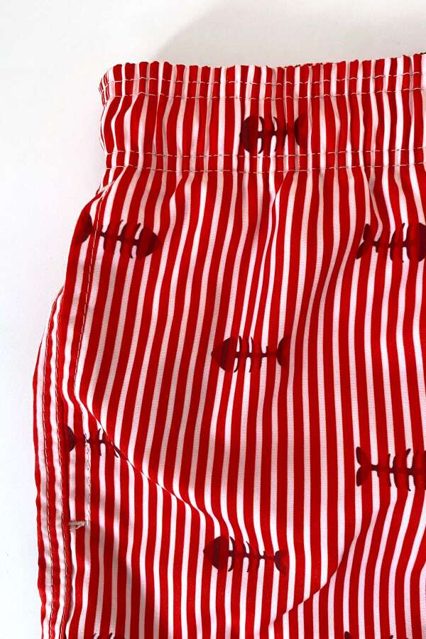 Ayyıldız 845 Erkek Kırmızı Çizgili Deniz Şortu - 3