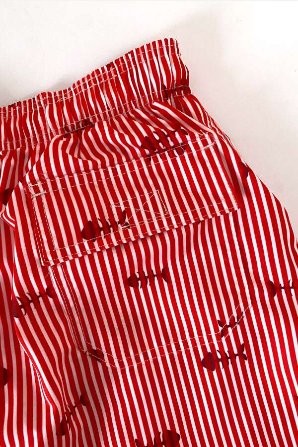 Ayyıldız 845 Erkek Kırmızı Çizgili Deniz Şortu - 4