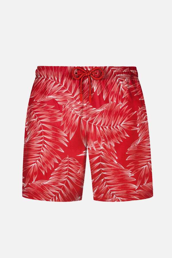 Ayyıldız 845 Erkek Kırmızı Desenli Deniz Şortu - 1