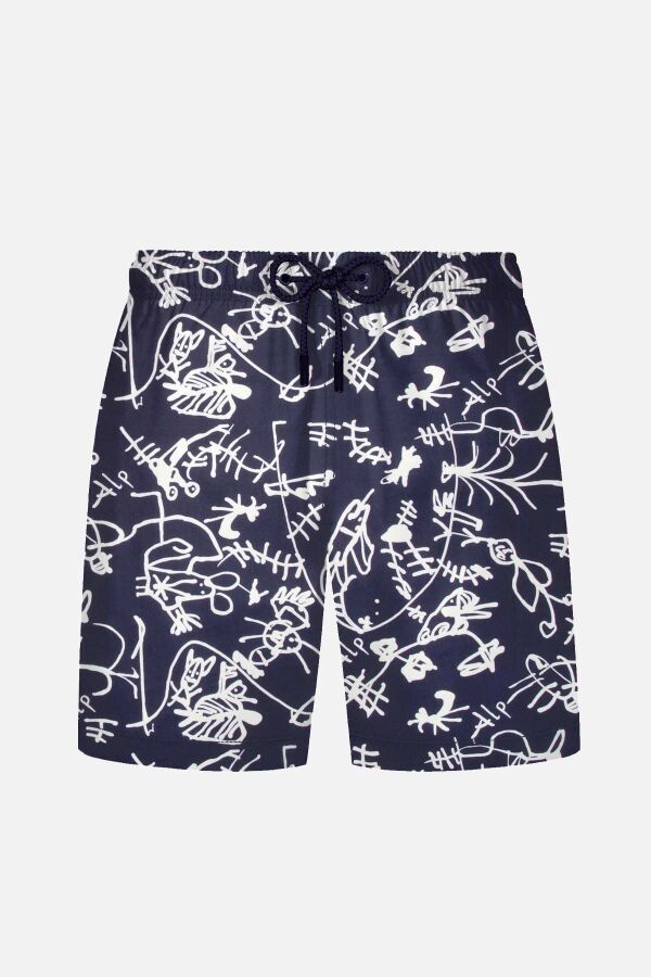 Ayyıldız 845 Erkek Lacivert Beyaz Desenli Deniz Şortu - 1