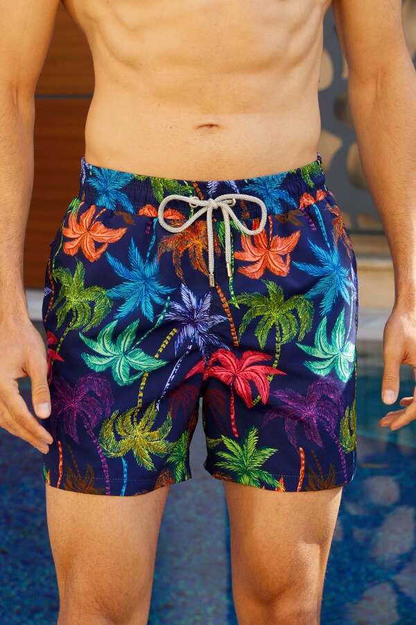 Ayyıldız 845 Erkek Lacivert Palmiye Deniz Şortu - 1