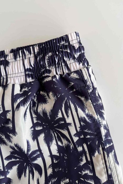 Ayyıldız 845 Erkek Lacivert Palmiye Desenli Deniz Şortu - 3