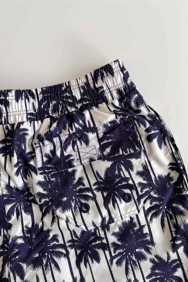 Ayyıldız 845 Erkek Lacivert Palmiye Desenli Deniz Şortu - 4