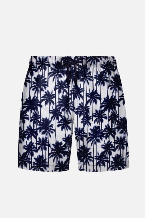 Ayyıldız 845 Erkek Lacivert Palmiye Desenli Deniz Şortu - 1