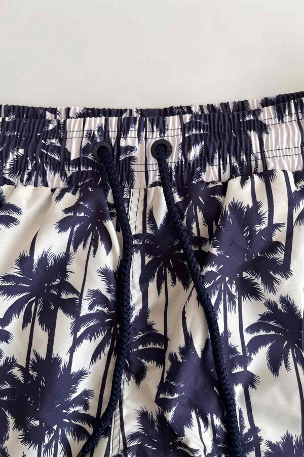 Ayyıldız 845 Erkek Lacivert Palmiye Desenli Deniz Şortu - 2