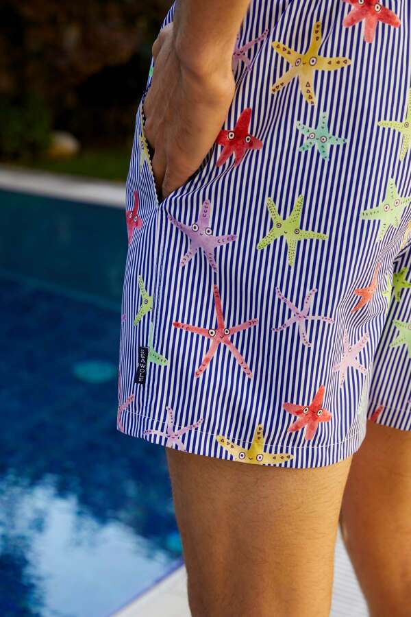 Ayyıldız 845 Erkek Mavi Yıldız Deniz Şortu - 2