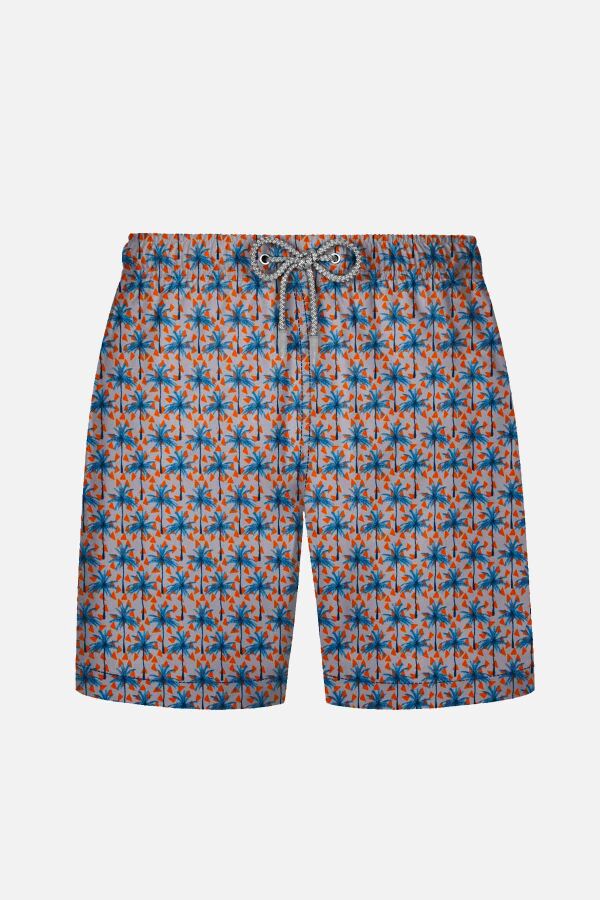 Ayyıldız 845 Erkek Mavi Palmiye Desenli Deniz Şortu - 1