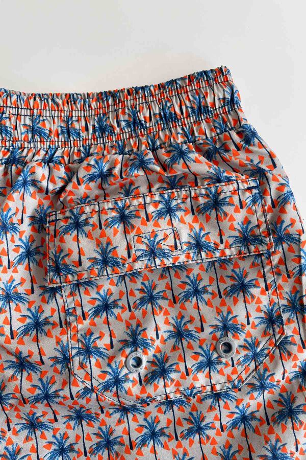 Ayyıldız 845 Erkek Mavi Palmiye Desenli Deniz Şortu - 4