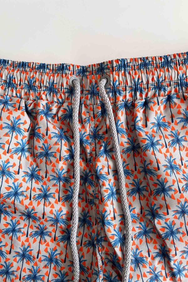 Ayyıldız 845 Erkek Mavi Palmiye Desenli Deniz Şortu - 2