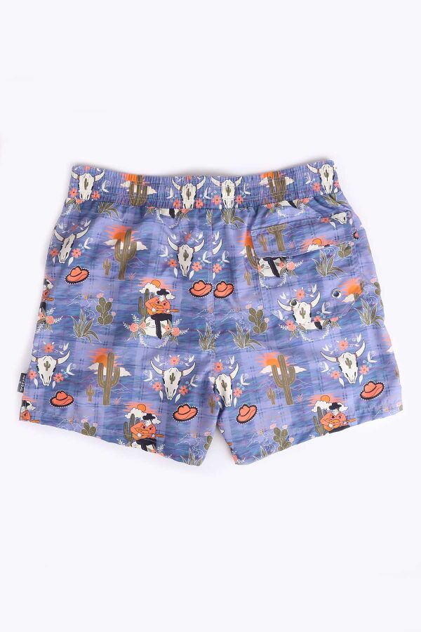 Ayyıldız 845 Erkek Mavi Turuncu Desenli Deniz Şortu - 2