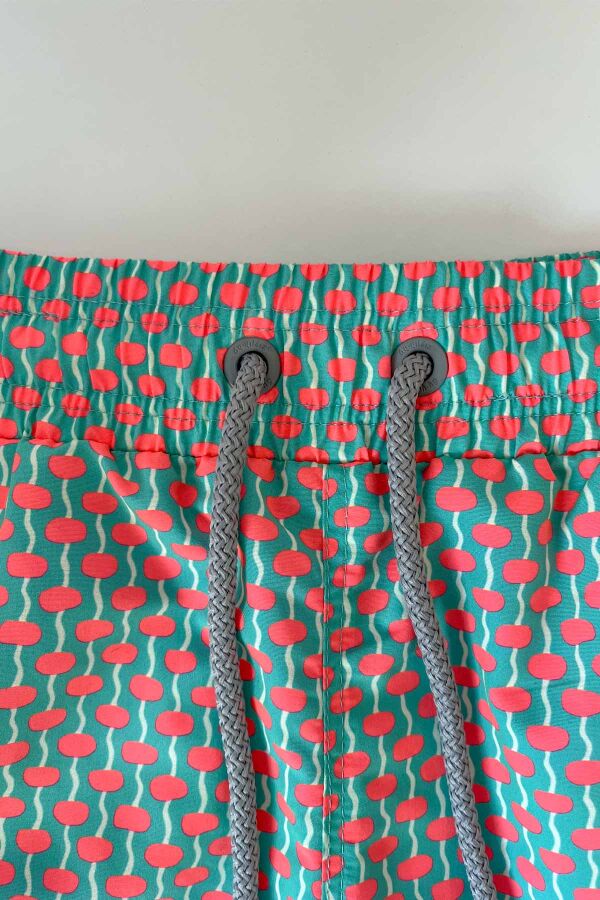 Ayyıldız 845 Erkek Yeşil Turuncu Desenli Deniz Şortu - 2