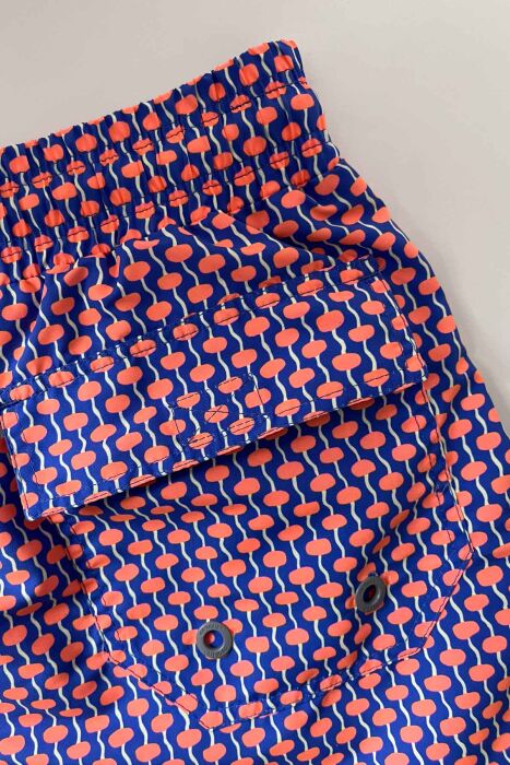 Ayyıldız 845 Erkek Mavi Turuncu Desenli Deniz Şortu - 3