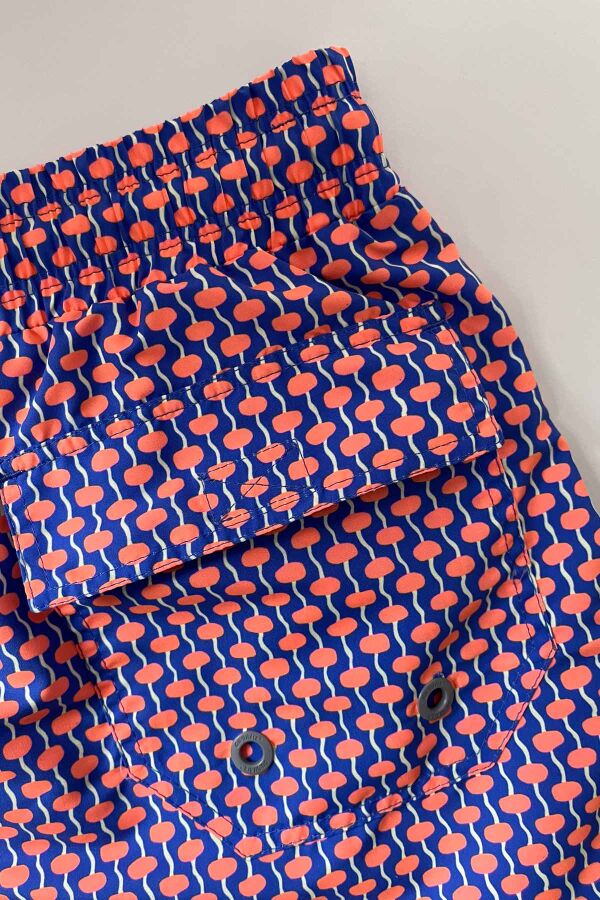 Ayyıldız 845 Erkek Mavi Turuncu Desenli Deniz Şortu - 3