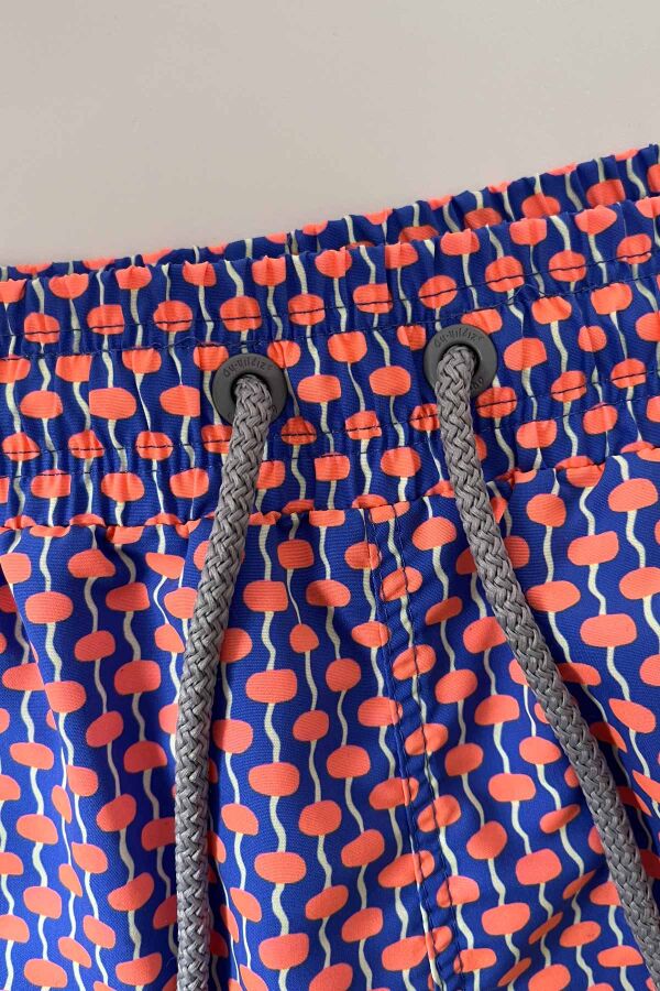 Ayyıldız 845 Erkek Mavi Turuncu Desenli Deniz Şortu - 2