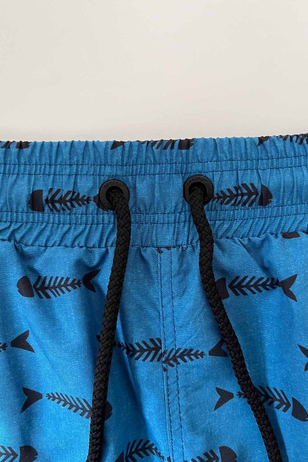 Ayyıldız 845 Erkek Mavi Balık Desenli Deniz Şortu - 2