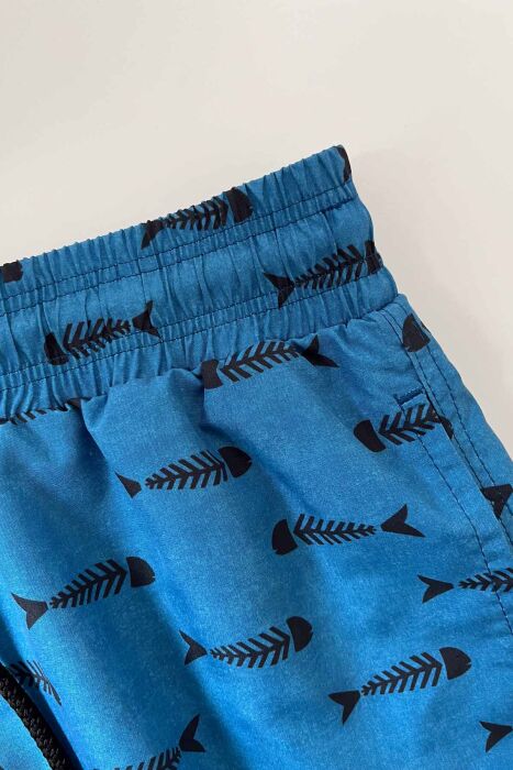 Ayyıldız 845 Erkek Mavi Balık Desenli Deniz Şortu - 3