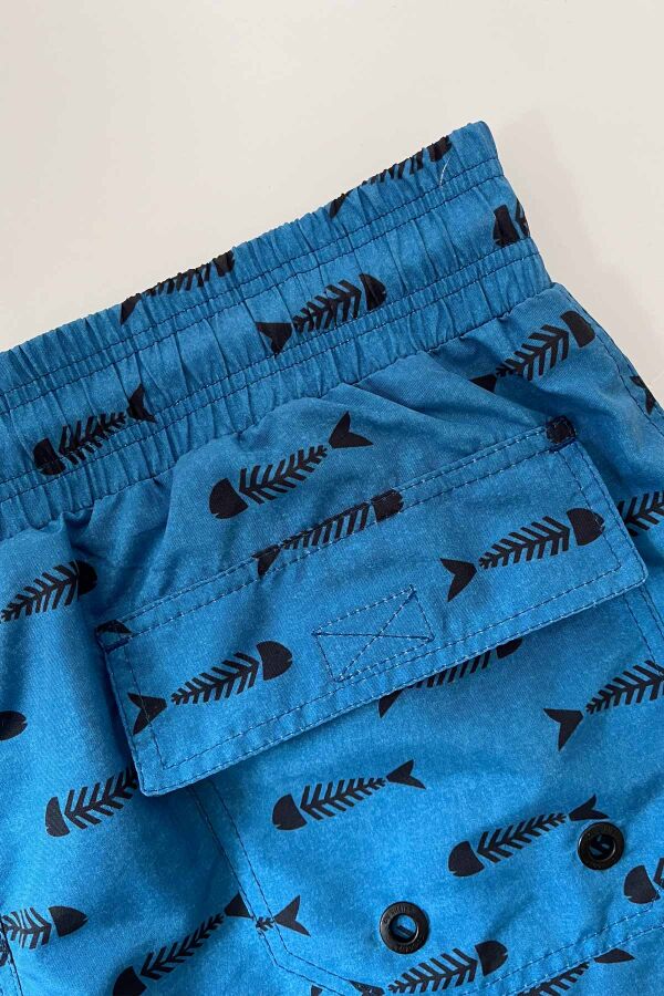 Ayyıldız 845 Erkek Mavi Balık Desenli Deniz Şortu - 4