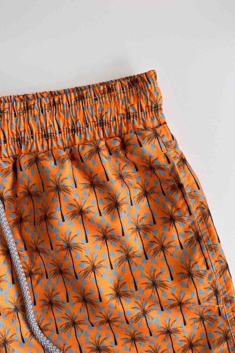 Ayyıldız 845 Erkek Hardal Palmiye Desenli Deniz Şortu - 2