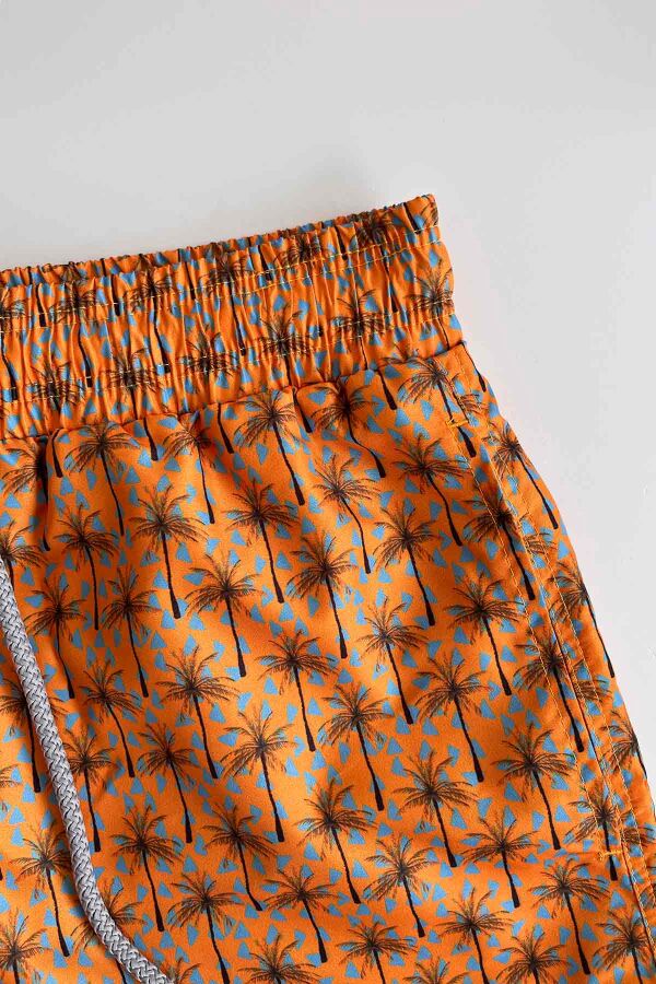 Ayyıldız 845 Erkek Hardal Palmiye Desenli Deniz Şortu - 2