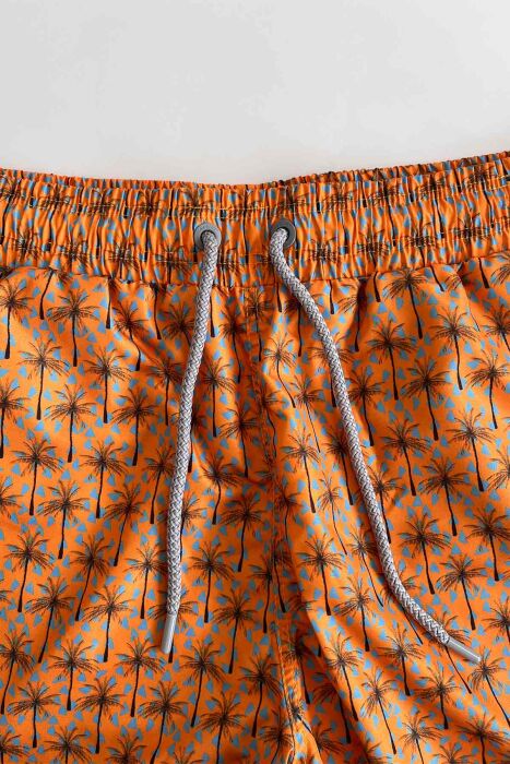 Ayyıldız 845 Erkek Hardal Palmiye Desenli Deniz Şortu - 3