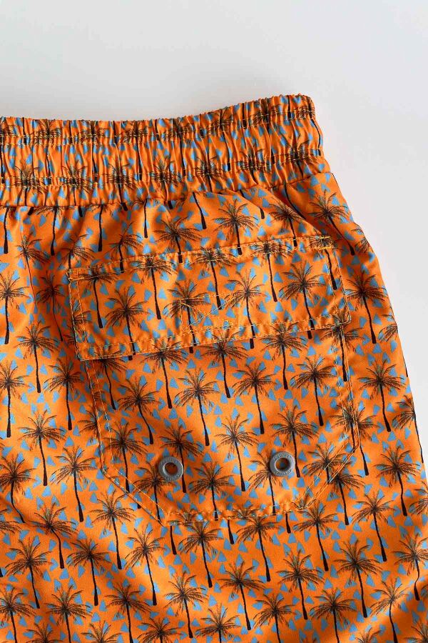 Ayyıldız 845 Erkek Hardal Palmiye Desenli Deniz Şortu - 4