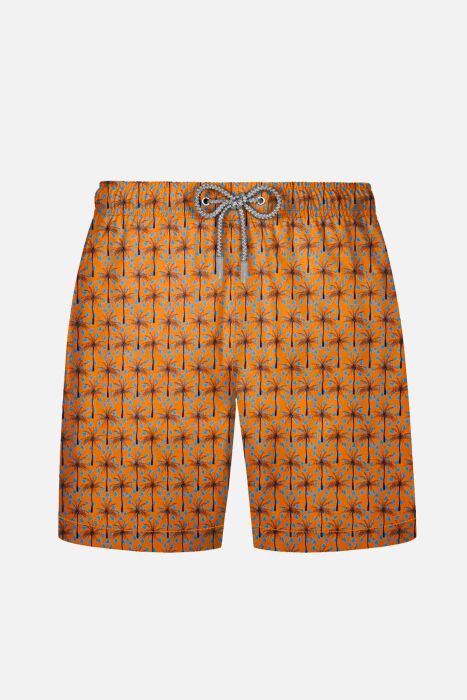 Ayyıldız 845 Erkek Hardal Palmiye Desenli Deniz Şortu - 1